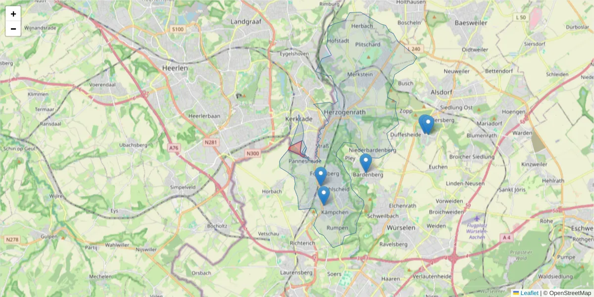Karte des Postleitzahlen Bereichs  und der umliegenden Postleitzahlen in Deutschland