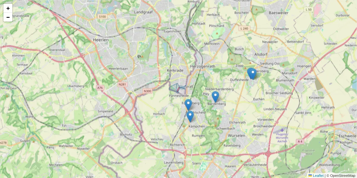 Karte des Postleitzahlen Bereichs  und der umliegenden Postleitzahlen in Deutschland