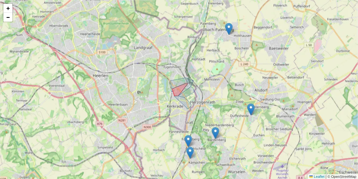 Karte des Postleitzahlen Bereichs  und der umliegenden Postleitzahlen in Deutschland
