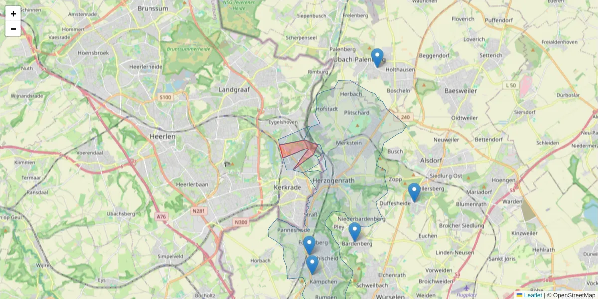 Karte des Postleitzahlen Bereichs  und der umliegenden Postleitzahlen in Deutschland
