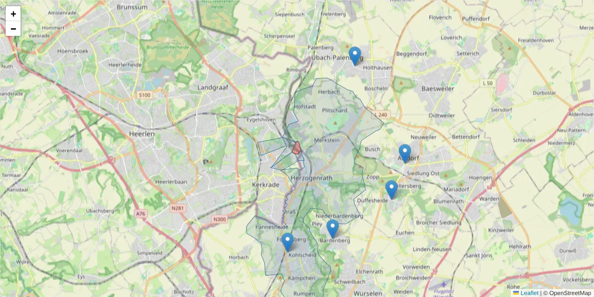 Karte des Postleitzahlen Bereichs  und der umliegenden Postleitzahlen in Deutschland