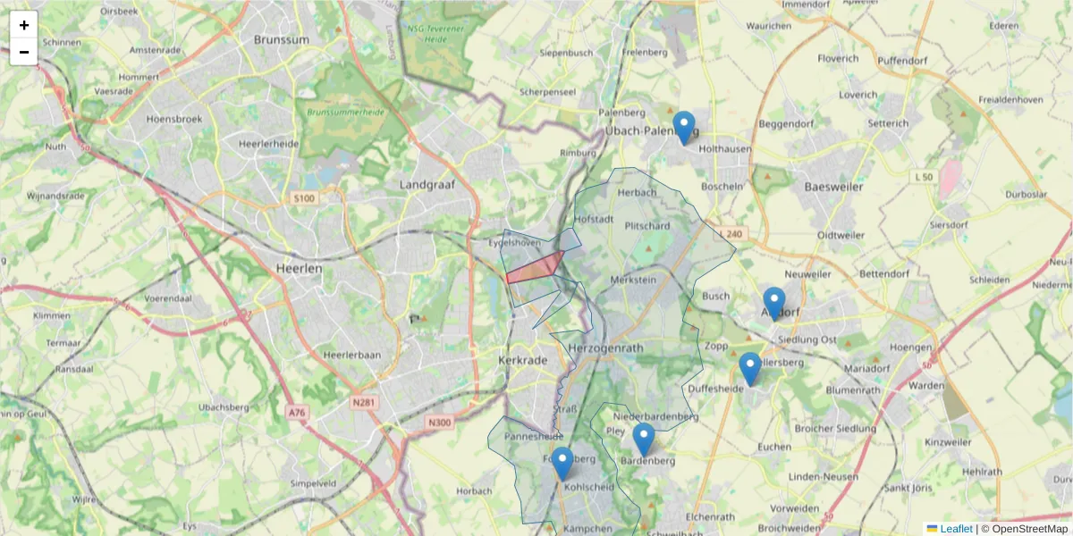 Karte des Postleitzahlen Bereichs  und der umliegenden Postleitzahlen in Deutschland