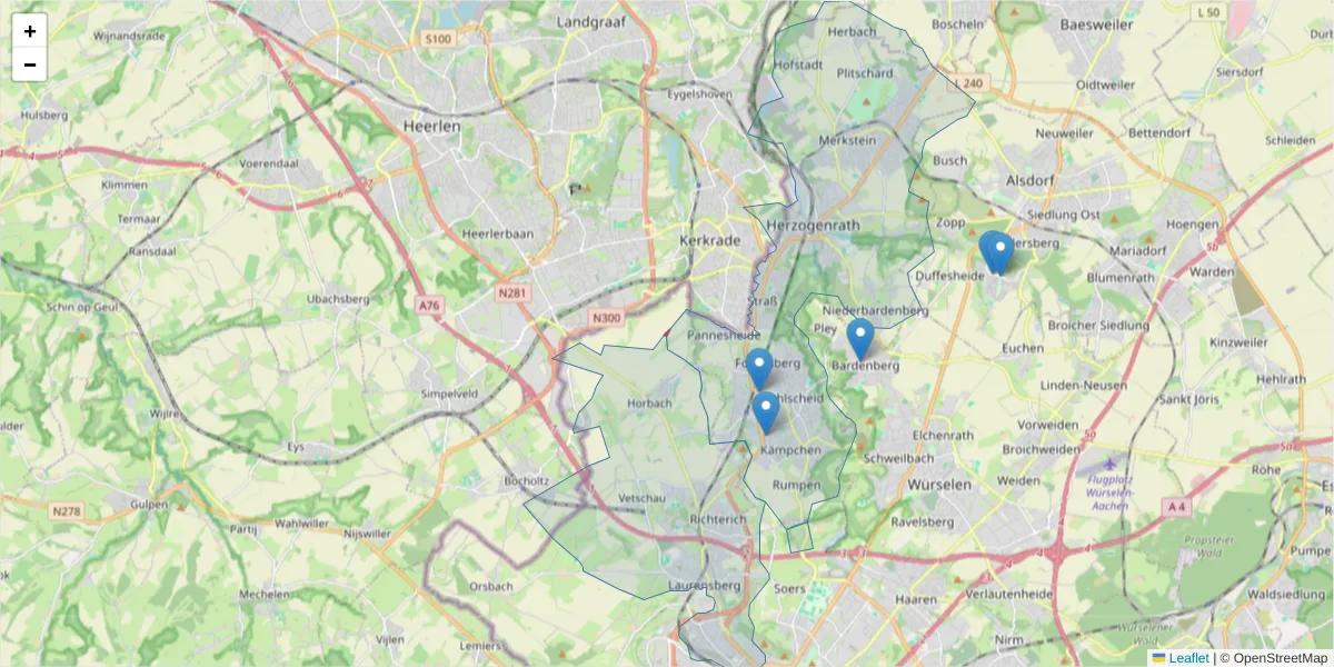 Karte des Postleitzahlen Bereichs  und der umliegenden Postleitzahlen in Deutschland