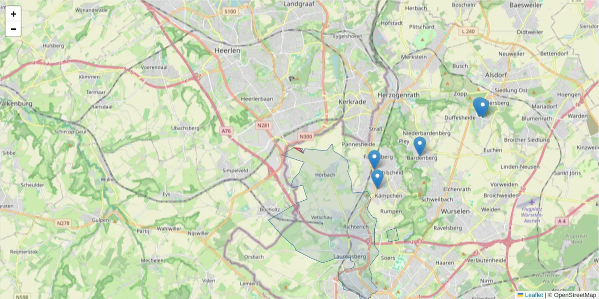 Karte des Postleitzahlen Bereichs  und der umliegenden Postleitzahlen in Deutschland