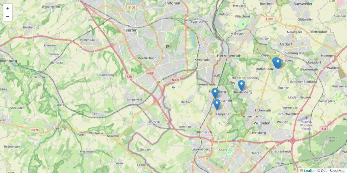 Karte des Postleitzahlen Bereichs  und der umliegenden Postleitzahlen in Deutschland