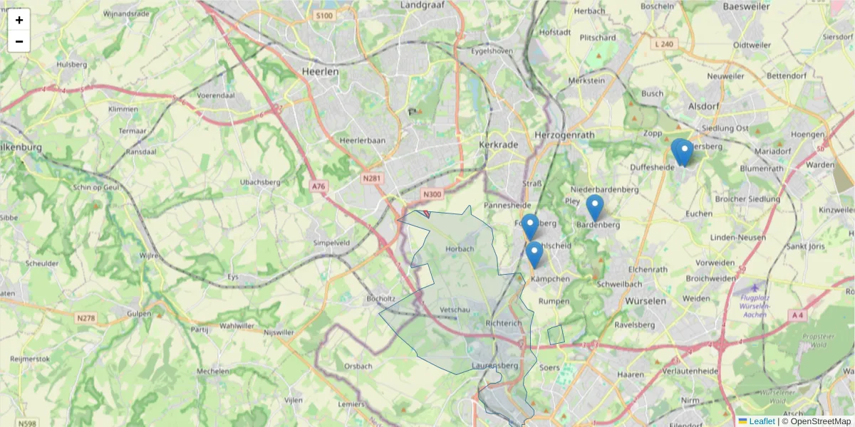 Karte des Postleitzahlen Bereichs  und der umliegenden Postleitzahlen in Deutschland