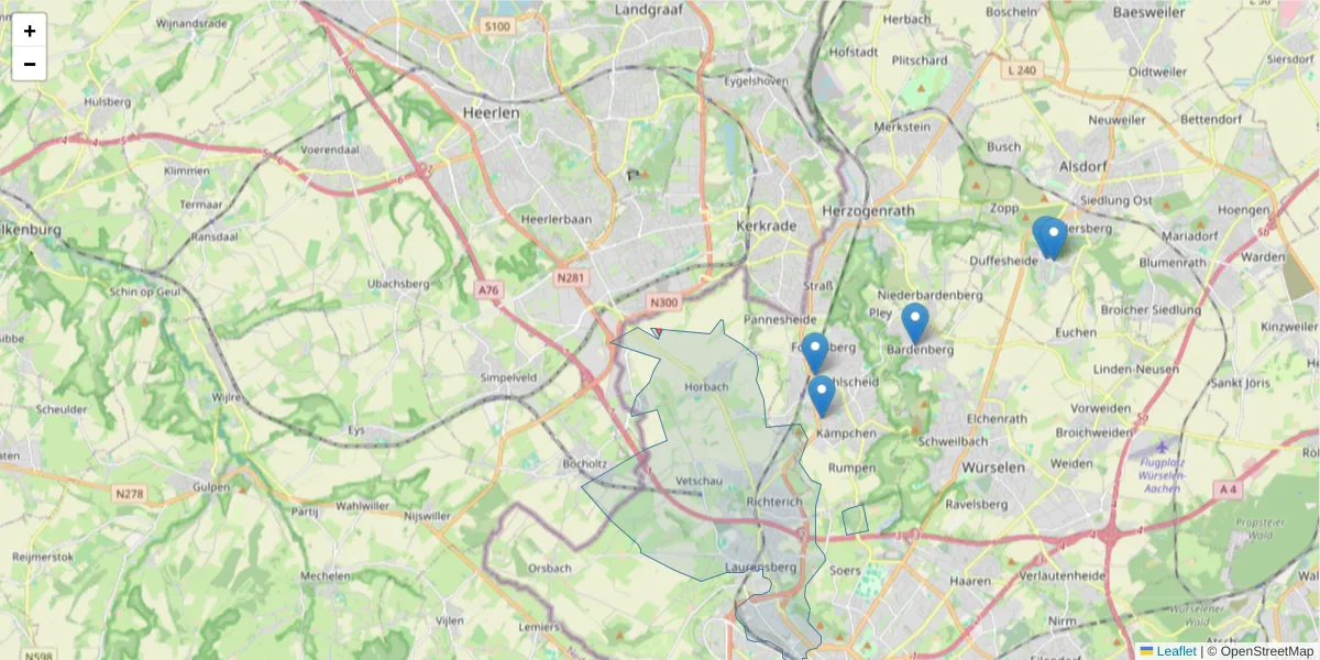 Karte des Postleitzahlen Bereichs  und der umliegenden Postleitzahlen in Deutschland