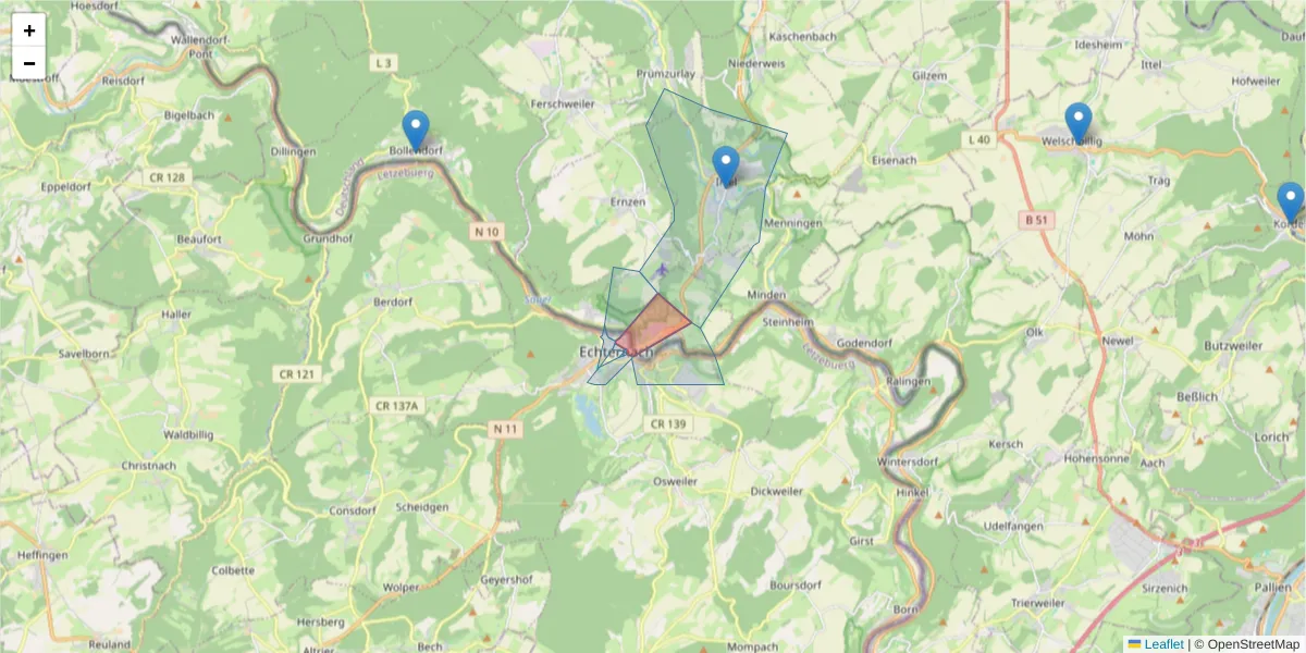 Karte des Postleitzahlen Bereichs  und der umliegenden Postleitzahlen in Deutschland