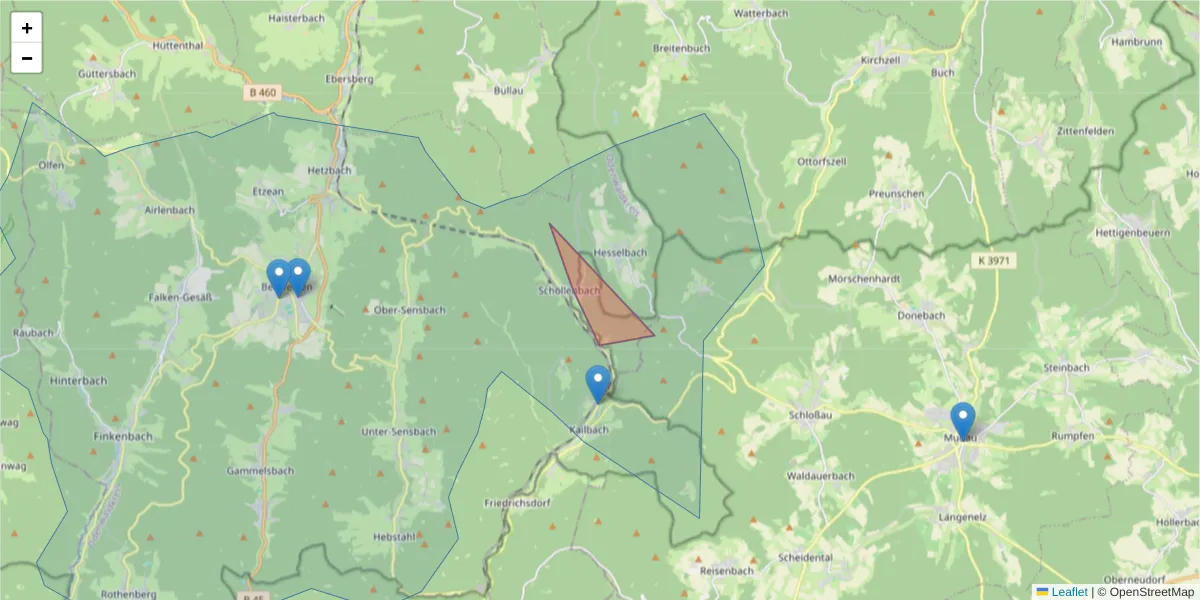 Karte des Postleitzahlen Bereichs  und der umliegenden Postleitzahlen in Deutschland