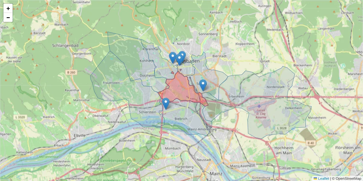 Karte des Postleitzahlen Bereichs  und der umliegenden Postleitzahlen in Deutschland