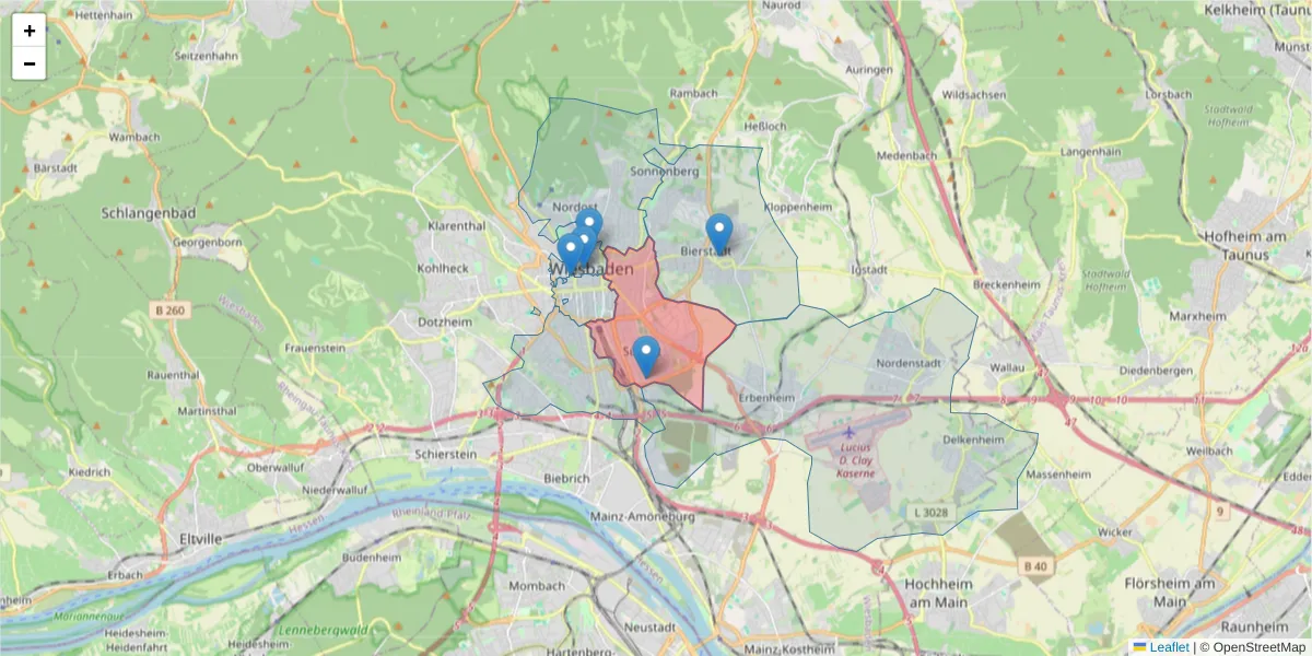 Karte des Postleitzahlen Bereichs  und der umliegenden Postleitzahlen in Deutschland