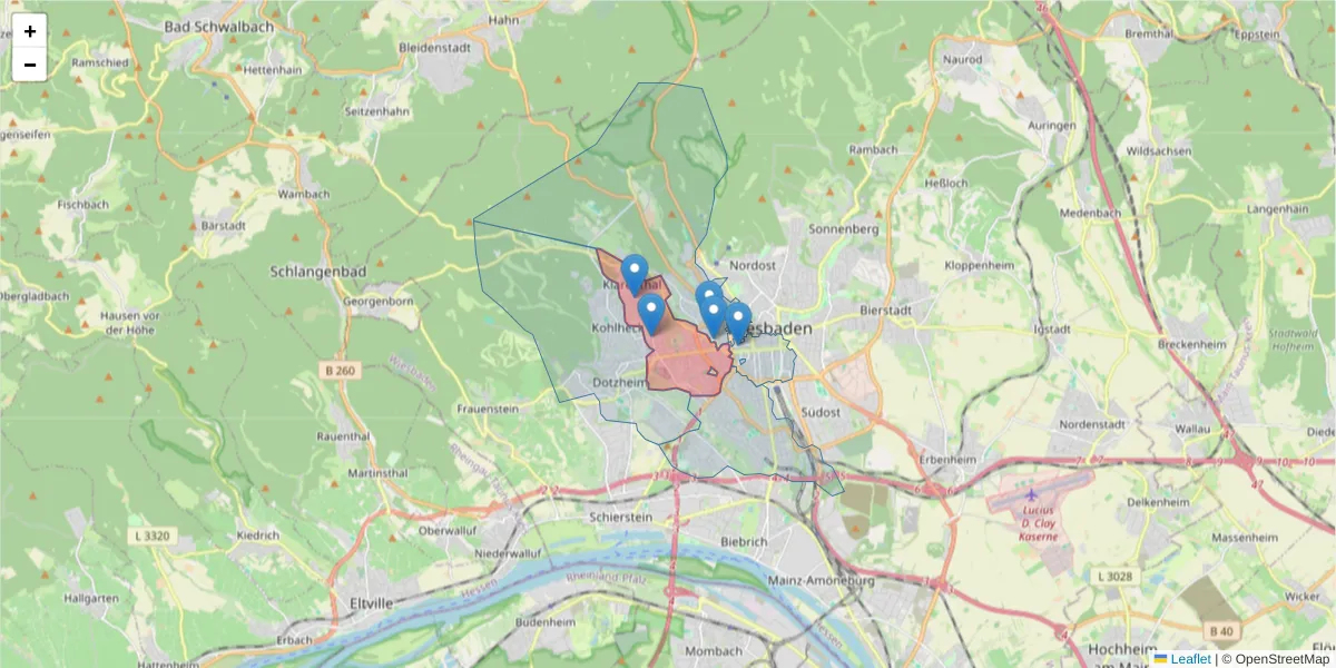 Karte des Postleitzahlen Bereichs  und der umliegenden Postleitzahlen in Deutschland