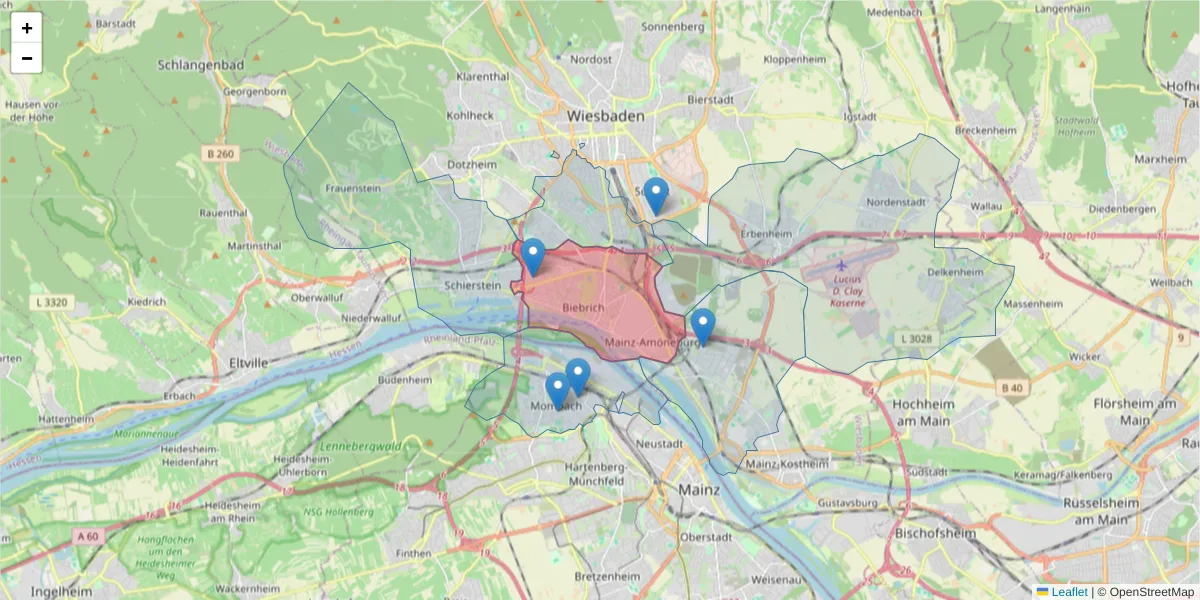 Karte des Postleitzahlen Bereichs  und der umliegenden Postleitzahlen in Deutschland