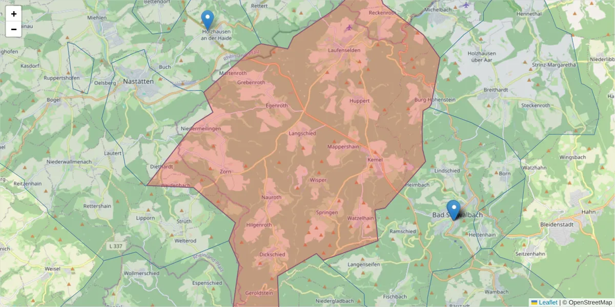 Karte des Postleitzahlen Bereichs  und der umliegenden Postleitzahlen in Deutschland