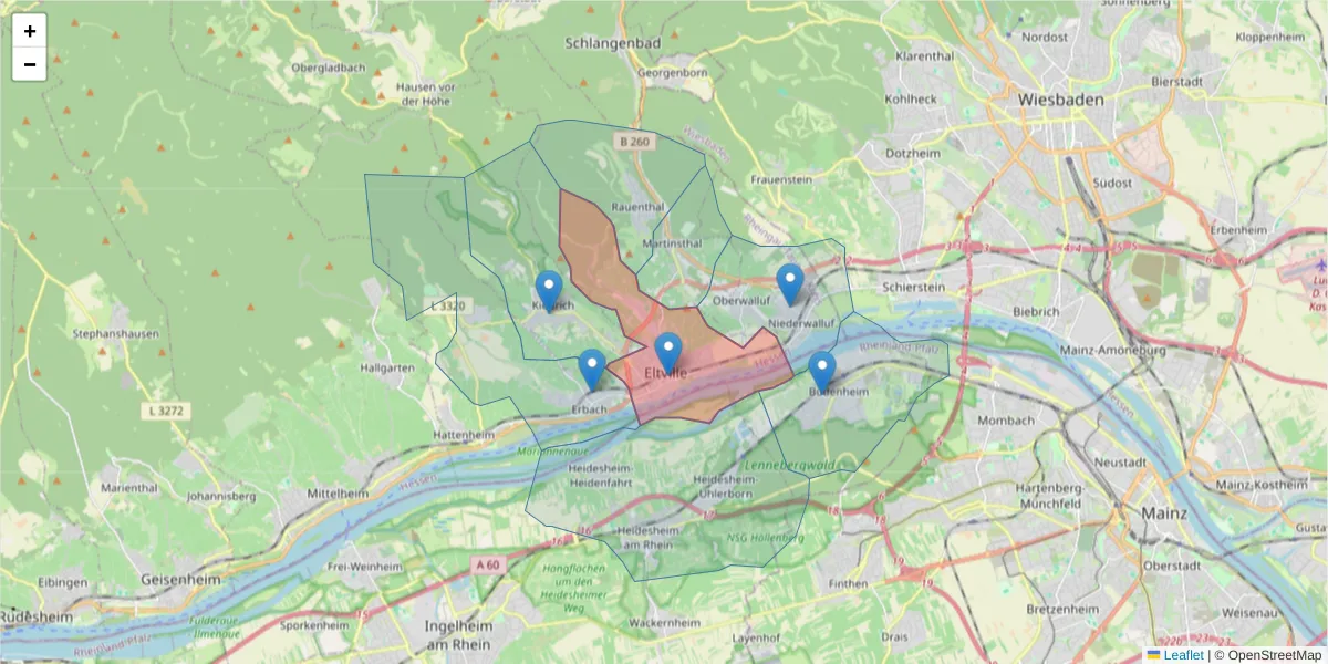 Karte des Postleitzahlen Bereichs  und der umliegenden Postleitzahlen in Deutschland