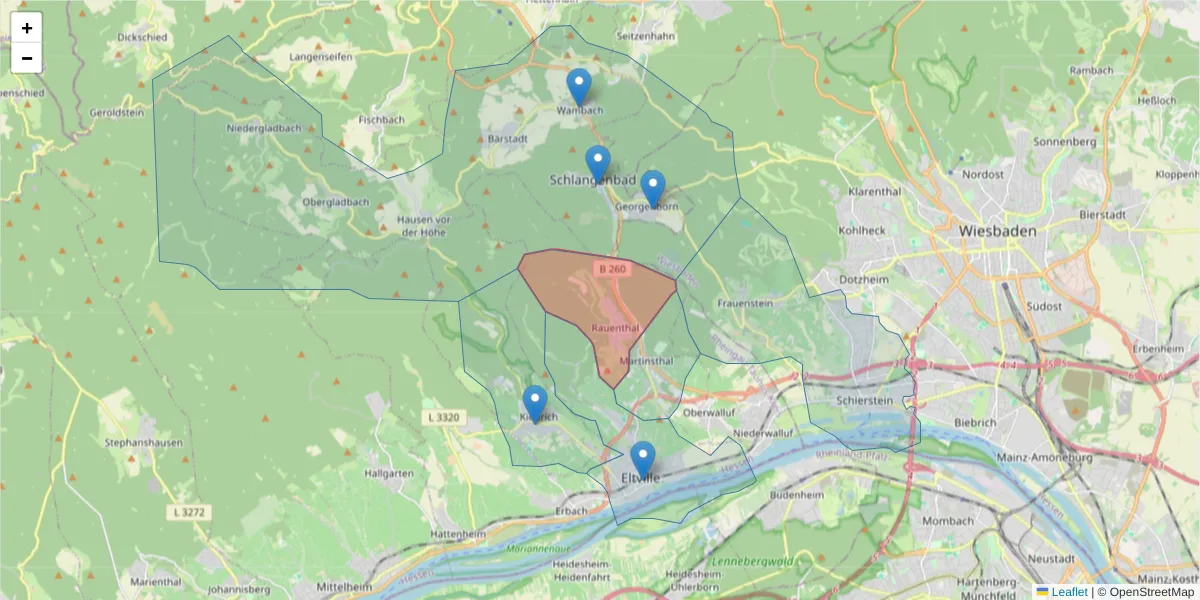 Karte des Postleitzahlen Bereichs  und der umliegenden Postleitzahlen in Deutschland