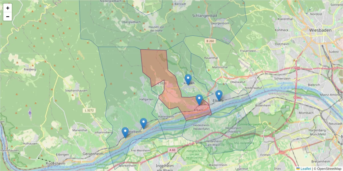 Karte des Postleitzahlen Bereichs  und der umliegenden Postleitzahlen in Deutschland