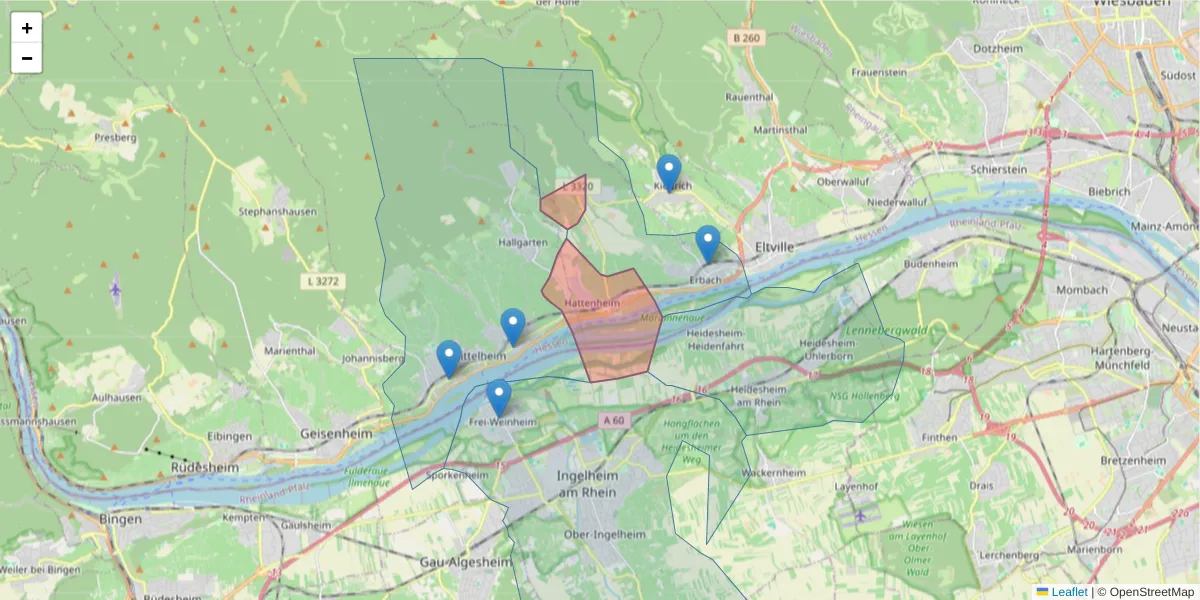Karte des Postleitzahlen Bereichs  und der umliegenden Postleitzahlen in Deutschland