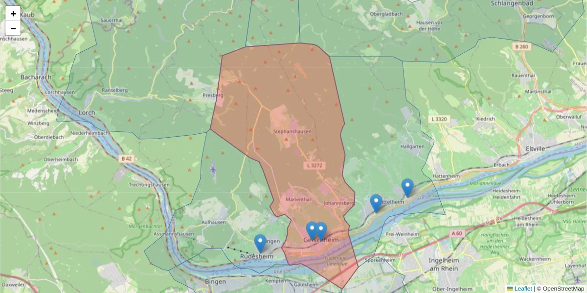 Karte des Postleitzahlen Bereichs  und der umliegenden Postleitzahlen in Deutschland