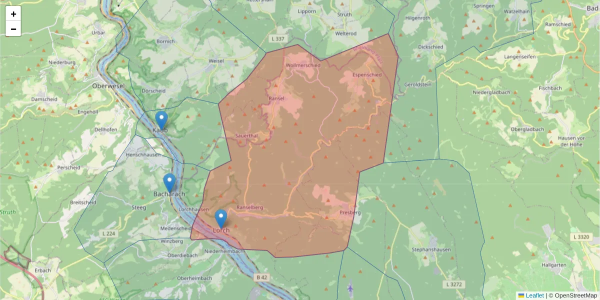 Karte des Postleitzahlen Bereichs  und der umliegenden Postleitzahlen in Deutschland
