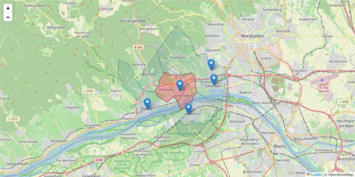 Karte des Postleitzahlen Bereichs  und der umliegenden Postleitzahlen in Deutschland