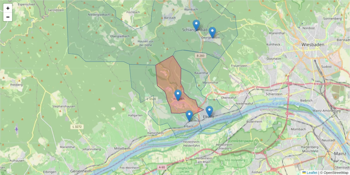 Karte des Postleitzahlen Bereichs  und der umliegenden Postleitzahlen in Deutschland