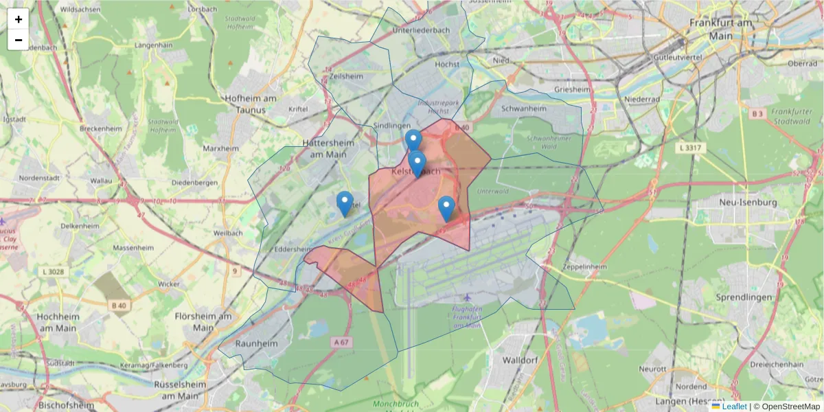 Karte des Postleitzahlen Bereichs  und der umliegenden Postleitzahlen in Deutschland