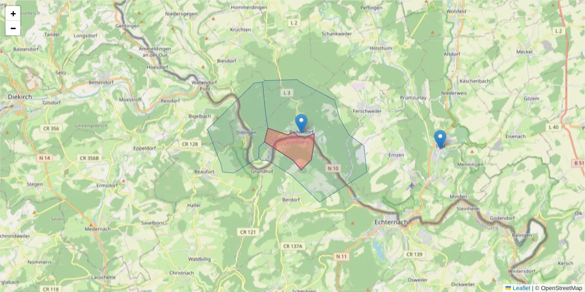 Karte des Postleitzahlen Bereichs  und der umliegenden Postleitzahlen in Deutschland