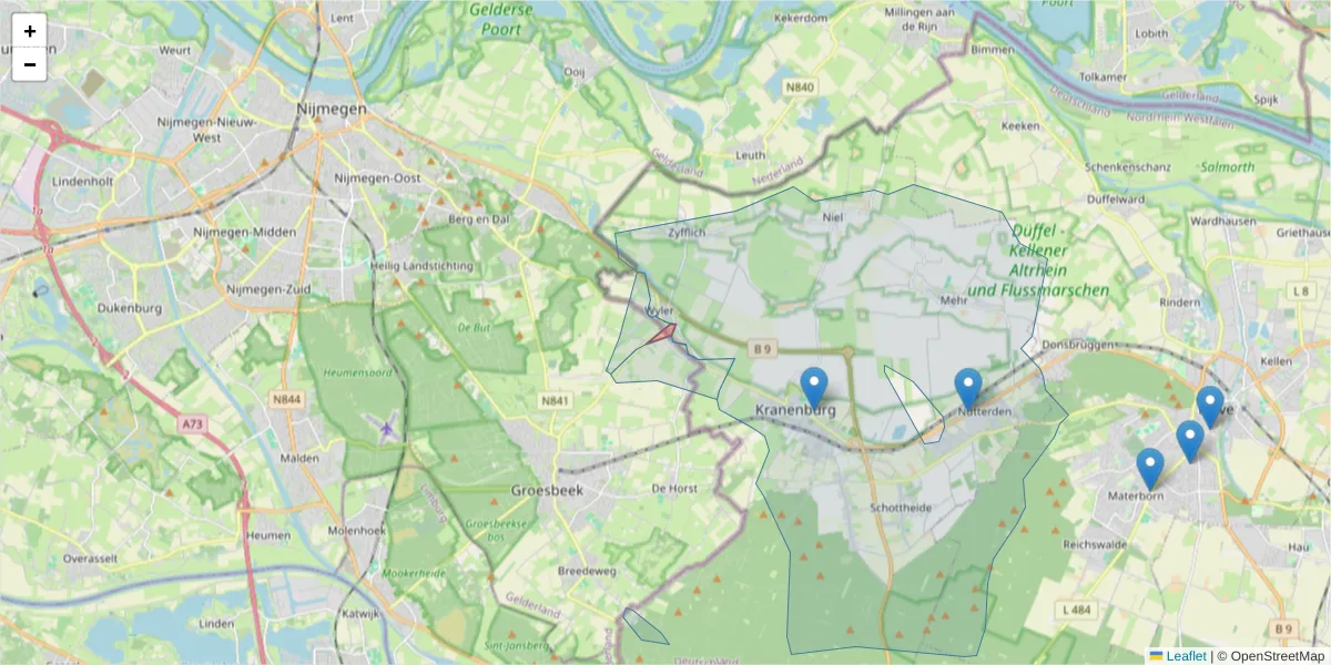 Karte des Postleitzahlen Bereichs  und der umliegenden Postleitzahlen in Deutschland