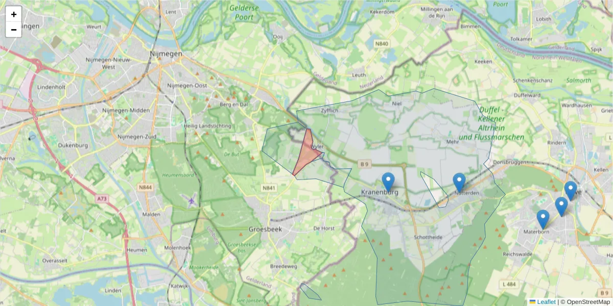 Karte des Postleitzahlen Bereichs  und der umliegenden Postleitzahlen in Deutschland