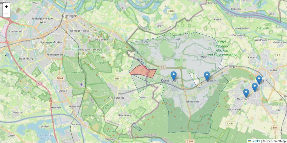 Karte des Postleitzahlen Bereichs  und der umliegenden Postleitzahlen in Deutschland