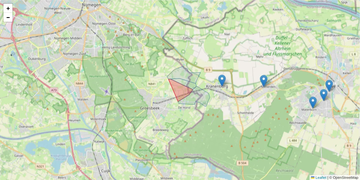 Karte des Postleitzahlen Bereichs  und der umliegenden Postleitzahlen in Deutschland