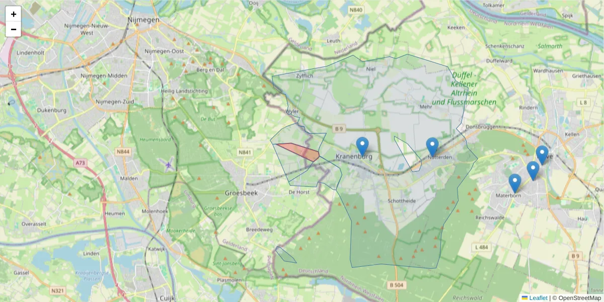 Karte des Postleitzahlen Bereichs  und der umliegenden Postleitzahlen in Deutschland