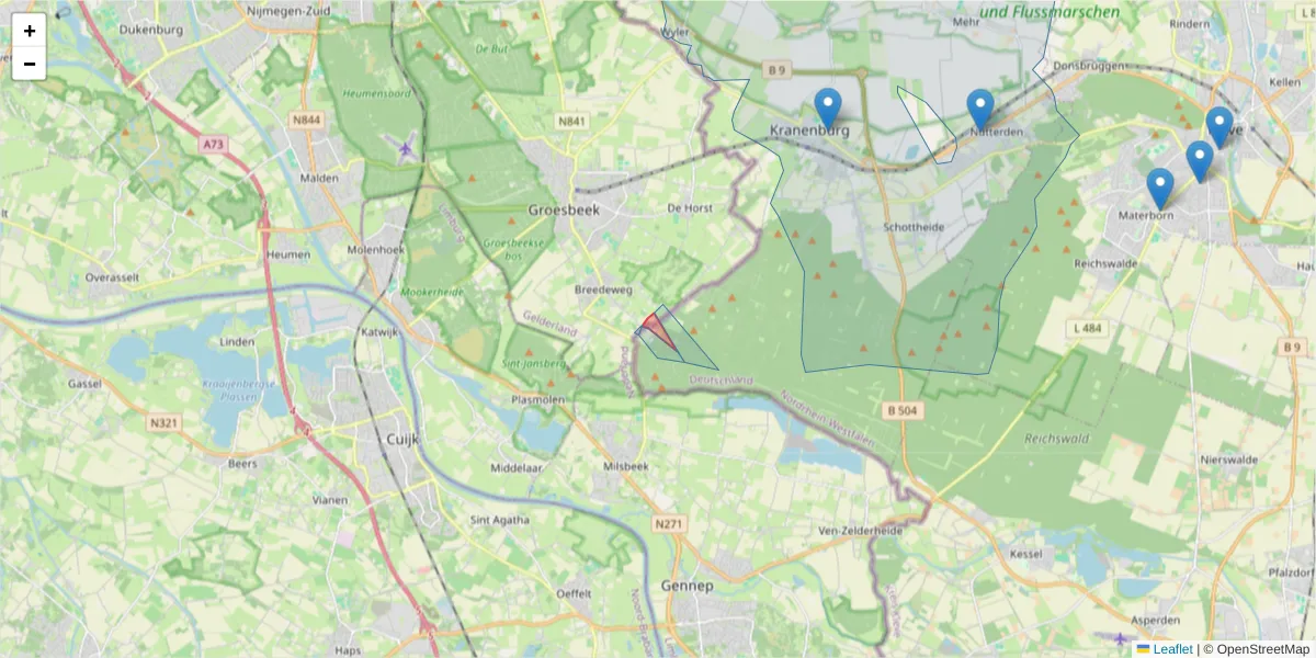 Karte des Postleitzahlen Bereichs  und der umliegenden Postleitzahlen in Deutschland