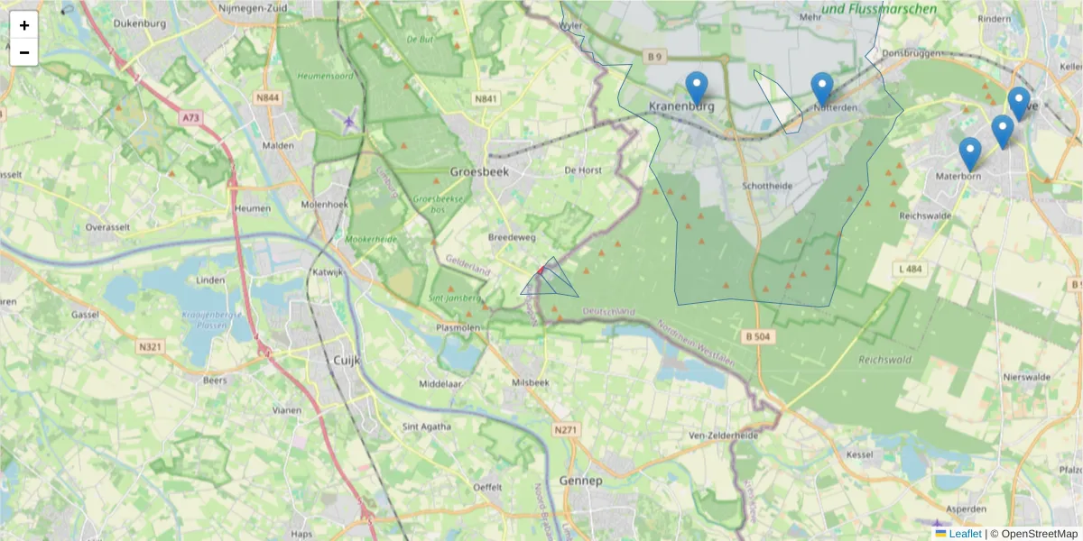 Karte des Postleitzahlen Bereichs  und der umliegenden Postleitzahlen in Deutschland