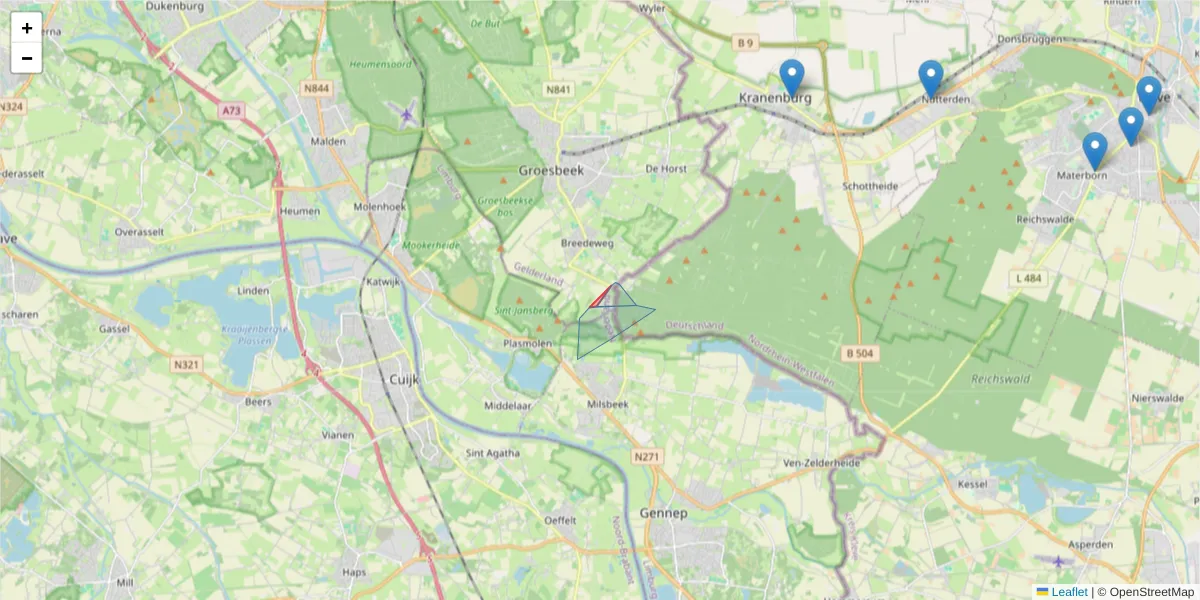 Karte des Postleitzahlen Bereichs  und der umliegenden Postleitzahlen in Deutschland