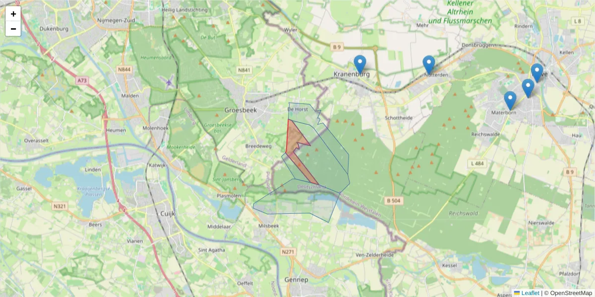 Karte des Postleitzahlen Bereichs  und der umliegenden Postleitzahlen in Deutschland