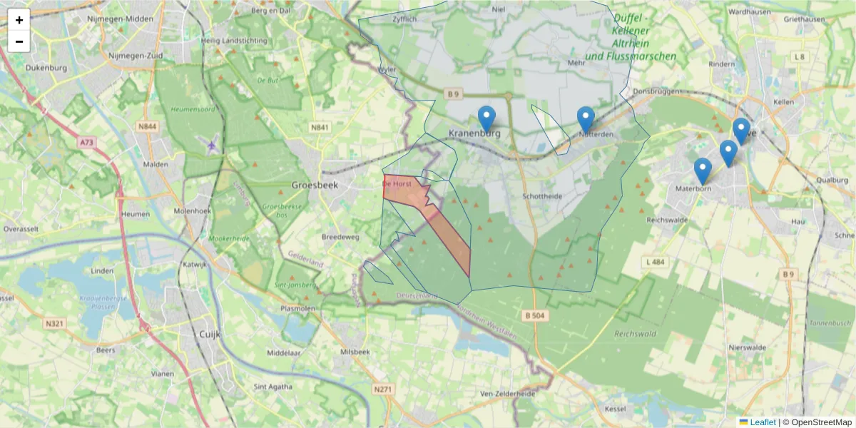Karte des Postleitzahlen Bereichs  und der umliegenden Postleitzahlen in Deutschland