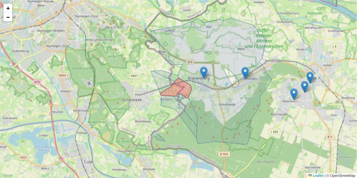 Karte des Postleitzahlen Bereichs  und der umliegenden Postleitzahlen in Deutschland