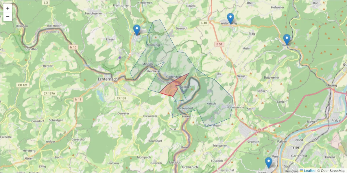 Karte des Postleitzahlen Bereichs  und der umliegenden Postleitzahlen in Deutschland