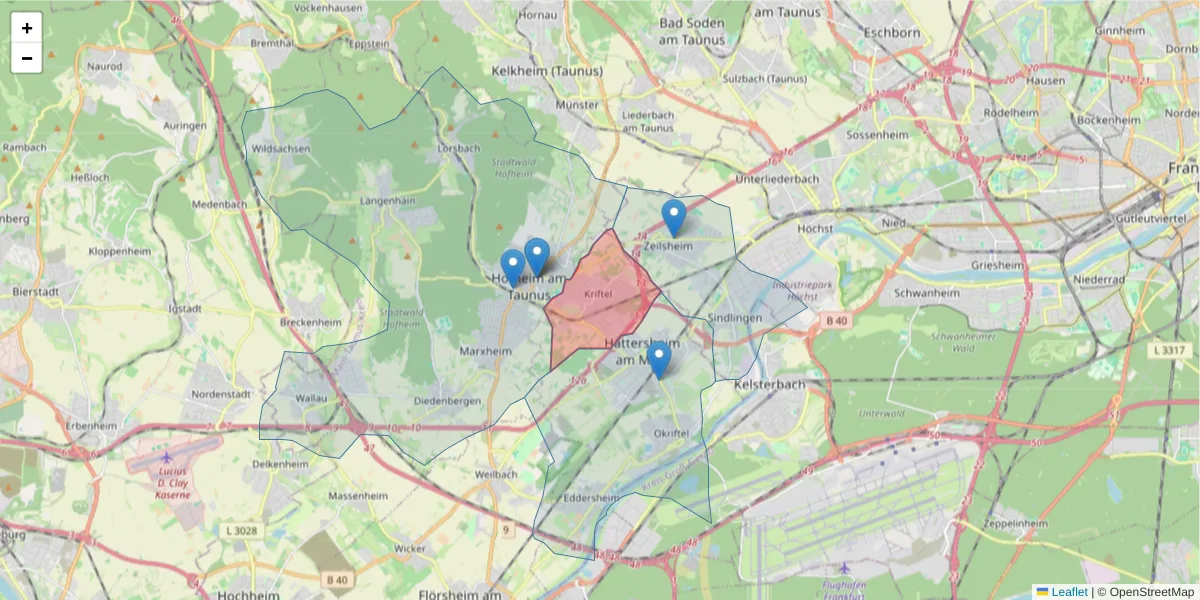 Karte des Postleitzahlen Bereichs  und der umliegenden Postleitzahlen in Deutschland