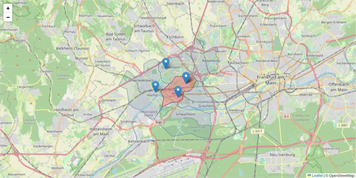 Karte des Postleitzahlen Bereichs  und der umliegenden Postleitzahlen in Deutschland
