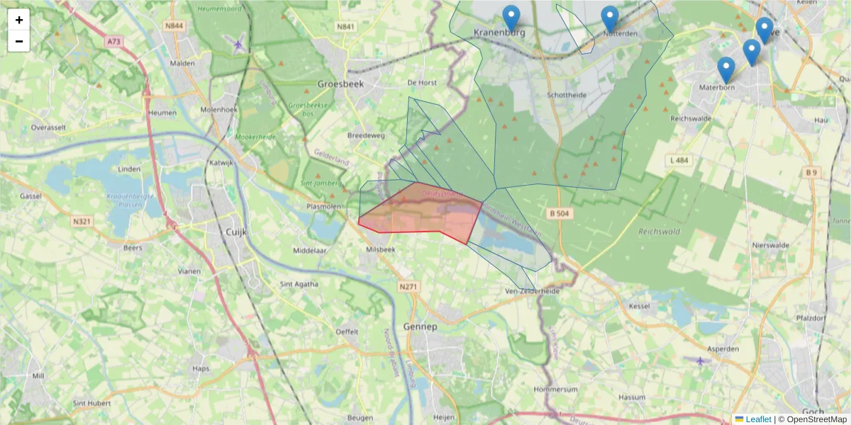 Karte des Postleitzahlen Bereichs  und der umliegenden Postleitzahlen in Deutschland