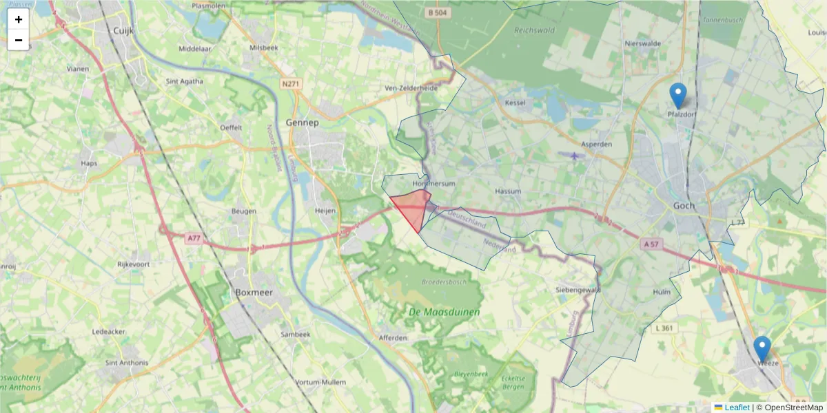 Karte des Postleitzahlen Bereichs  und der umliegenden Postleitzahlen in Deutschland