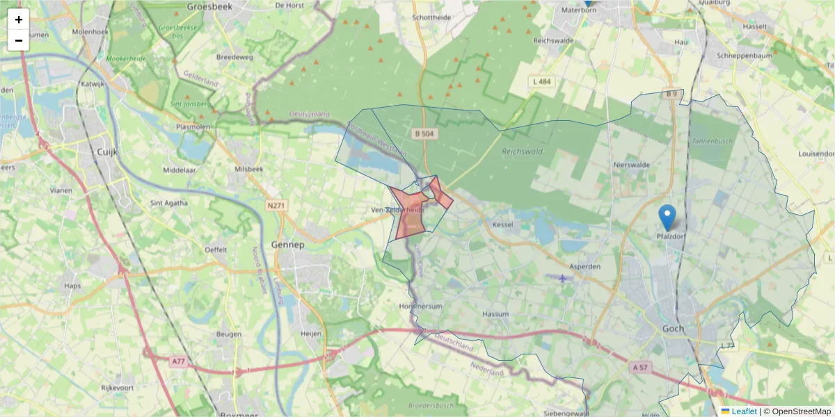 Karte des Postleitzahlen Bereichs  und der umliegenden Postleitzahlen in Deutschland