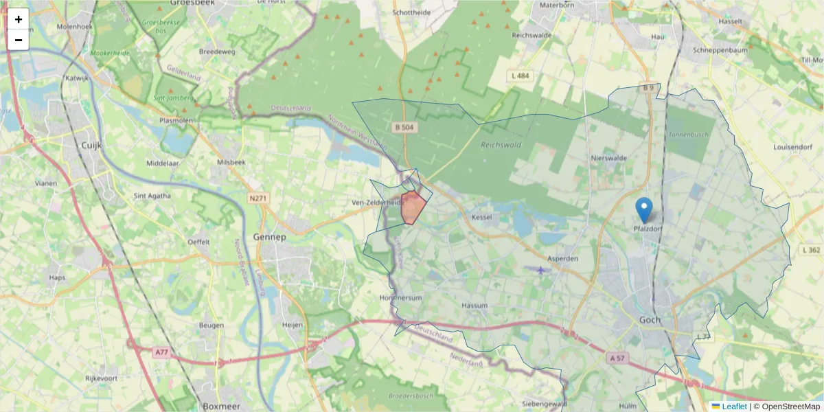 Karte des Postleitzahlen Bereichs  und der umliegenden Postleitzahlen in Deutschland