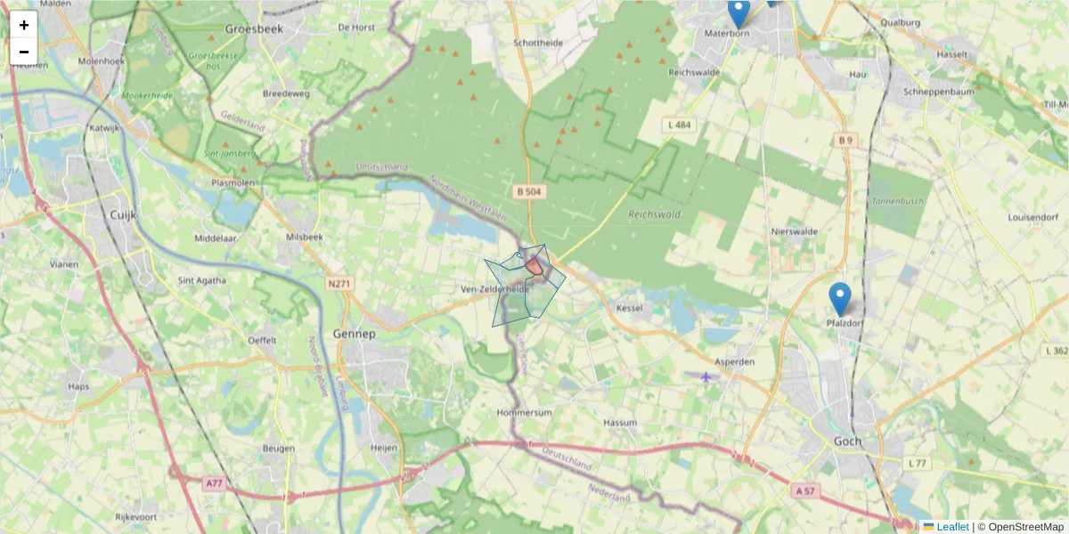 Karte des Postleitzahlen Bereichs  und der umliegenden Postleitzahlen in Deutschland