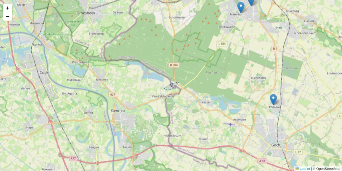 Karte des Postleitzahlen Bereichs  und der umliegenden Postleitzahlen in Deutschland