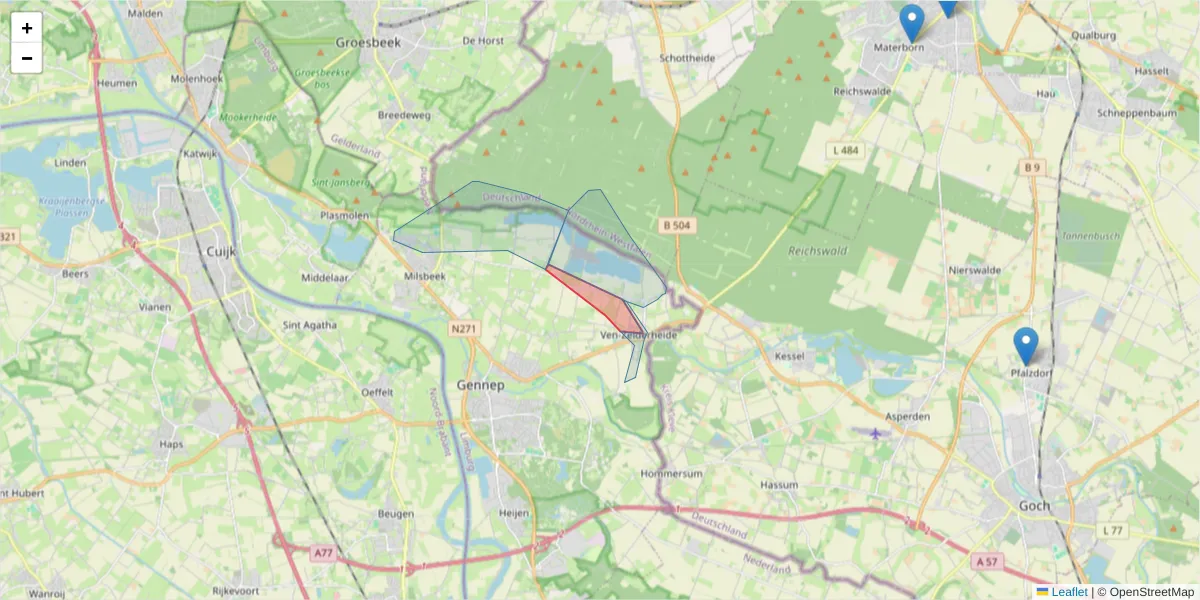 Karte des Postleitzahlen Bereichs  und der umliegenden Postleitzahlen in Deutschland