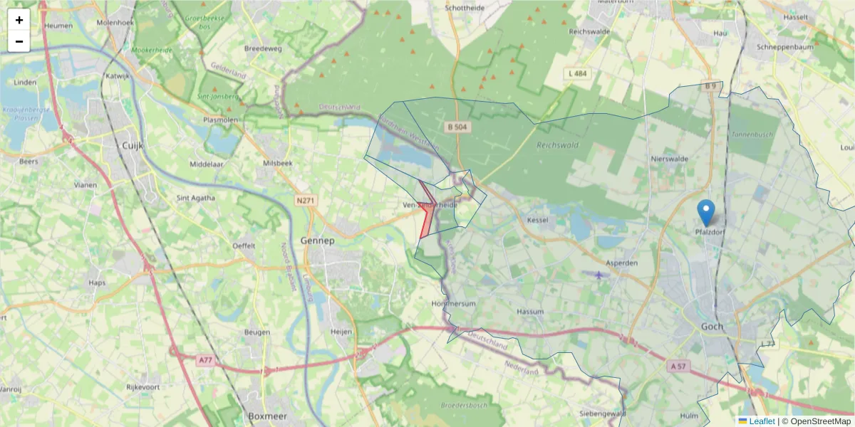 Karte des Postleitzahlen Bereichs  und der umliegenden Postleitzahlen in Deutschland